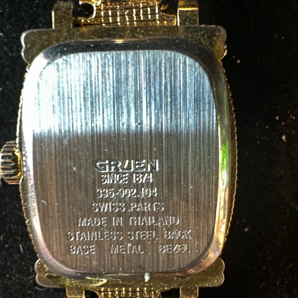 Vintage Gruen Gold Watch with Gemstone slide charm Accents - Picture 2 of 9